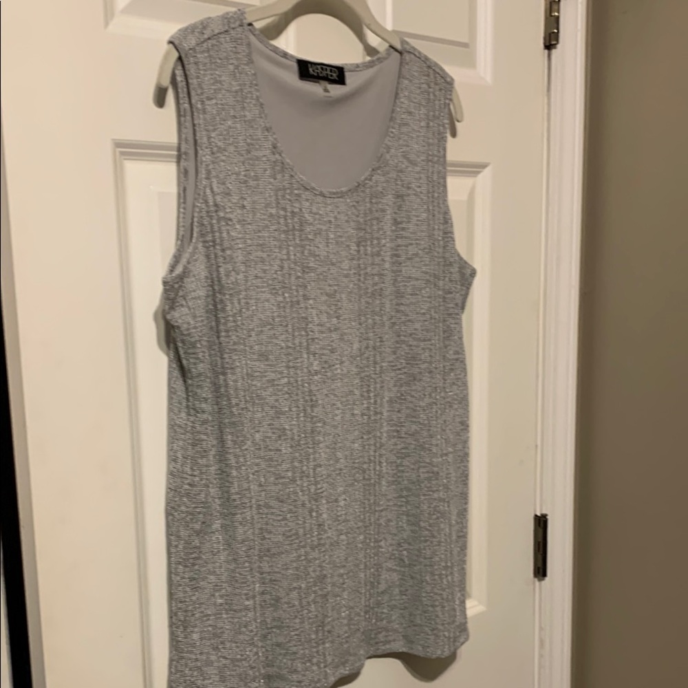 Kasper Gray Ribbed Sleeveless Tank Top